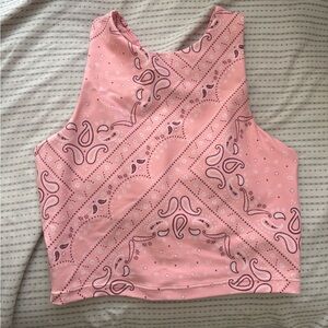 Pink Bandana-Print Crop Tank Top